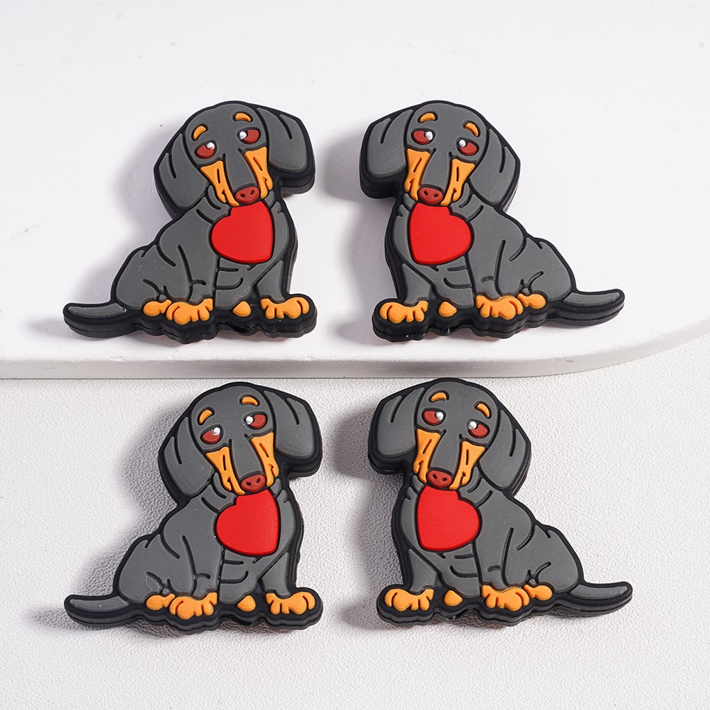 Silicone Focal Beads Cute Dachshund Sausage Dog Series