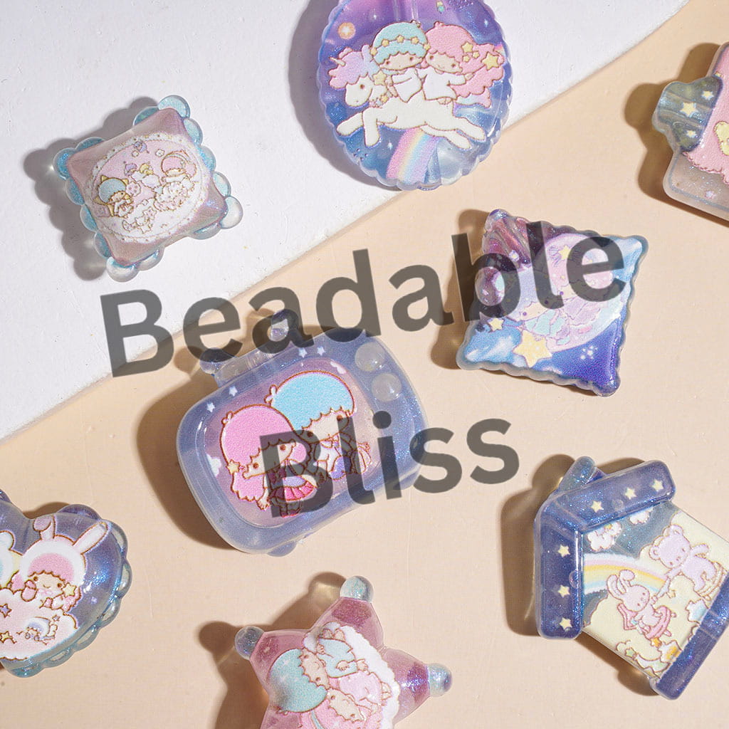 Dreamy Acrylic Beads and Pendants Twin Double Star Fairy Series, Random Mix