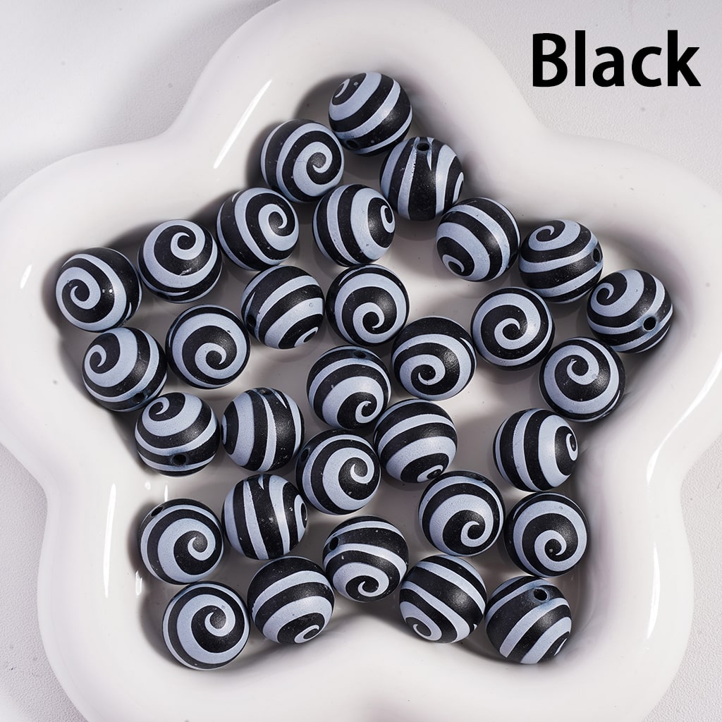 Acrylic Beads Frosted Matte Lollipop Swirl Stripes, Multi-Color, 16MM