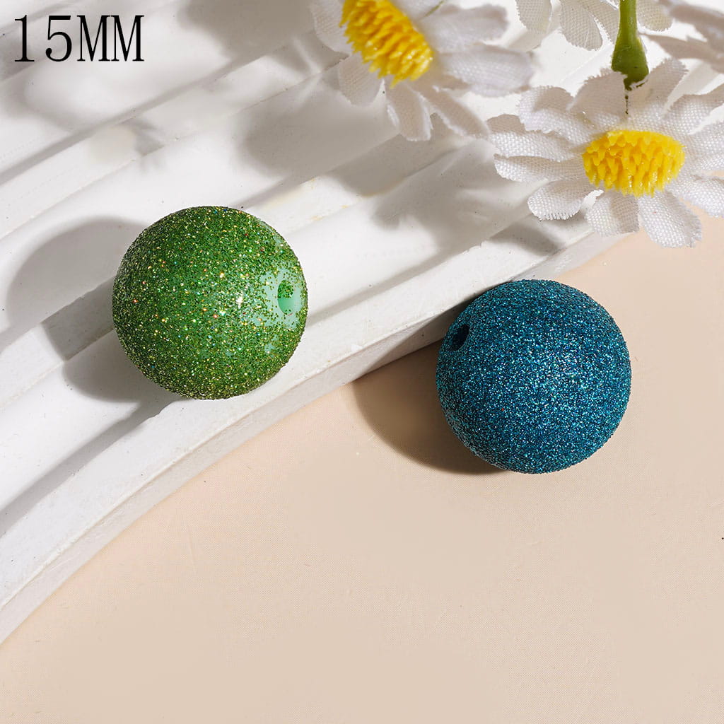 Acrylic Beads with Dazzling Glitter in Dark Colors Series, 15MM Multi-Color Random Mix (The Surface Glitter May Shed Slightly)