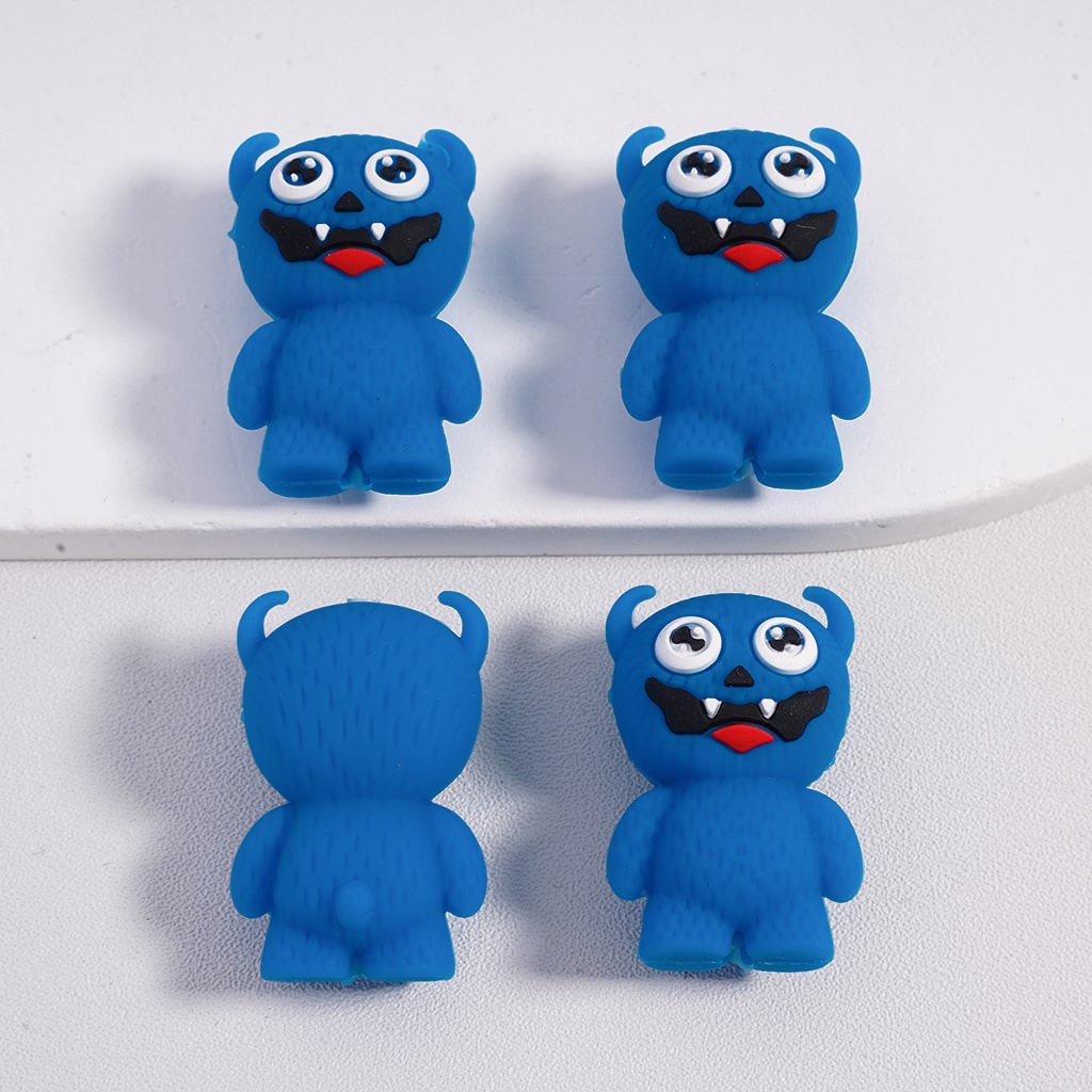 Silicone Focal Beads 3D Cute Smiling Monster Toy Series with Big Eyes