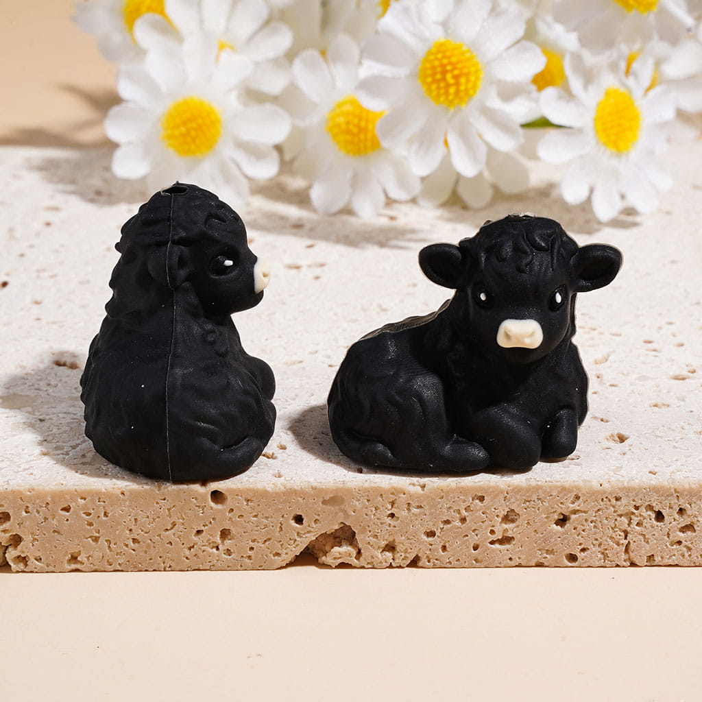 Silicone Focal Beads Cattle Calf in Various Colors