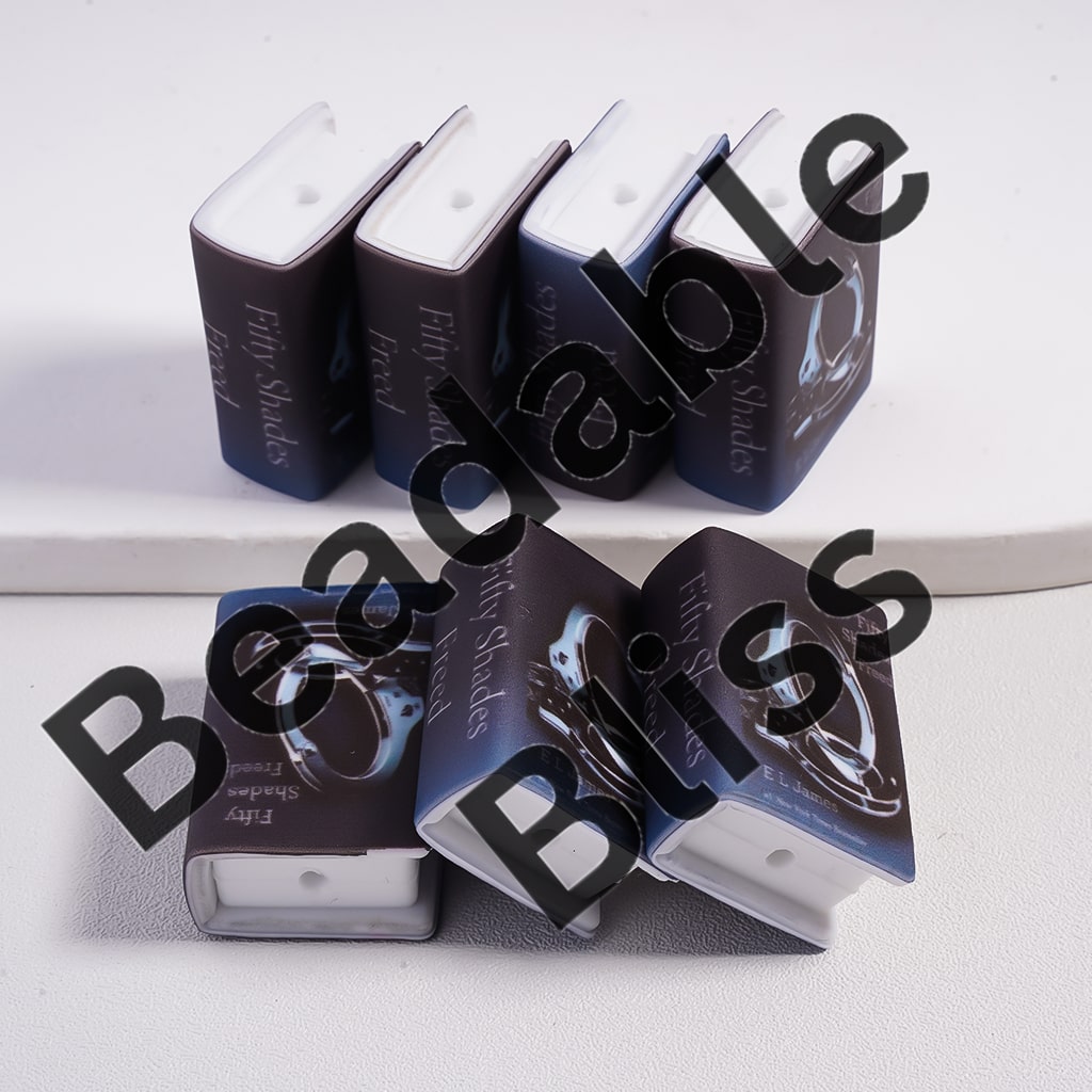 Silicone Focal Beads 3D Adhesive Mould Mini Black Book with Silver Handcuffs