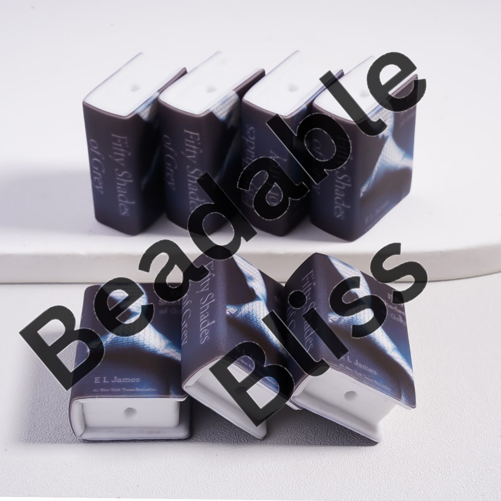 Silicone Focal Beads 3D Adhesive Mould Mini Book with White Tie Black Stripes