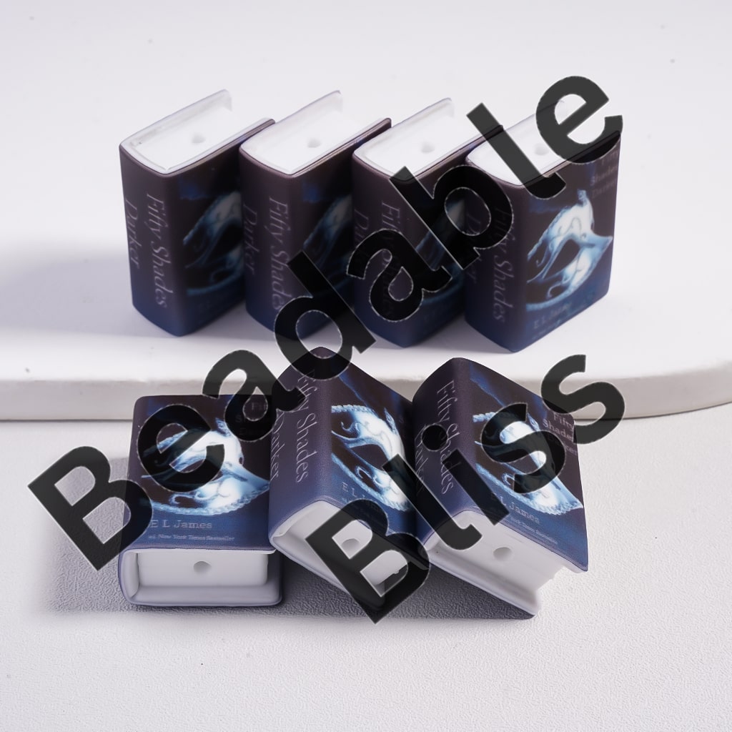 Silicone Focal Beads 3D Adhesive Mould Mini Book with Silver Black Mask