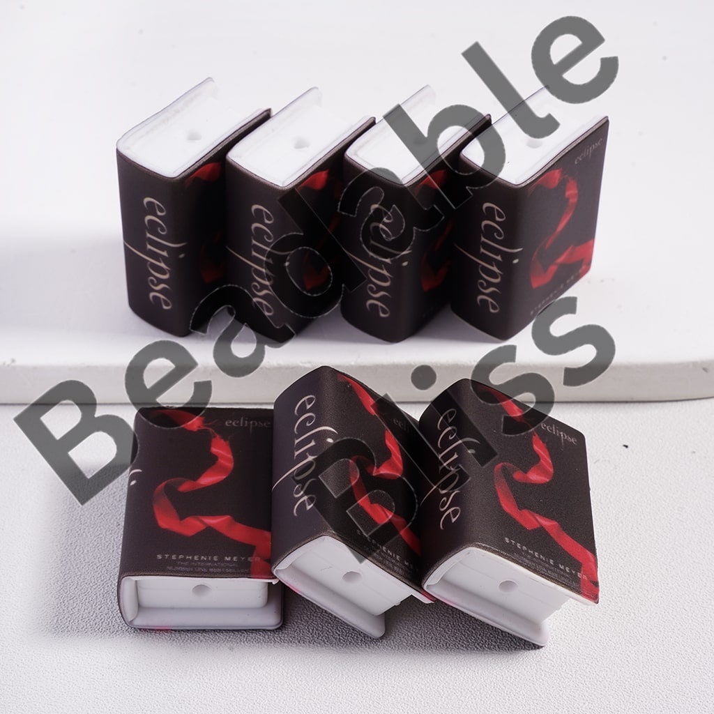 Silicone Focal Beads 3D Adhesive Mould Black Mini Book with Red Ribbon
