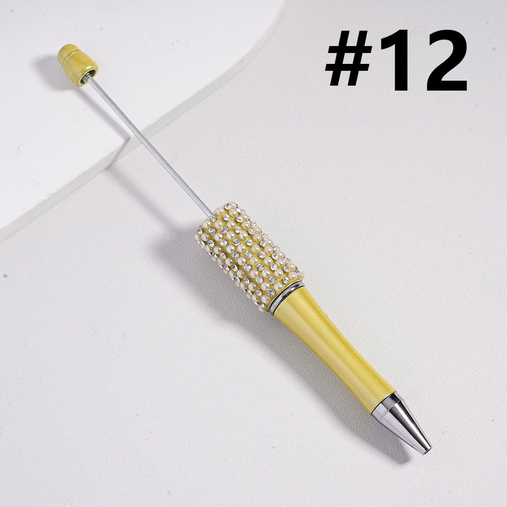 ラインストーンとフラットバックパールが付いた単色のビーズペン