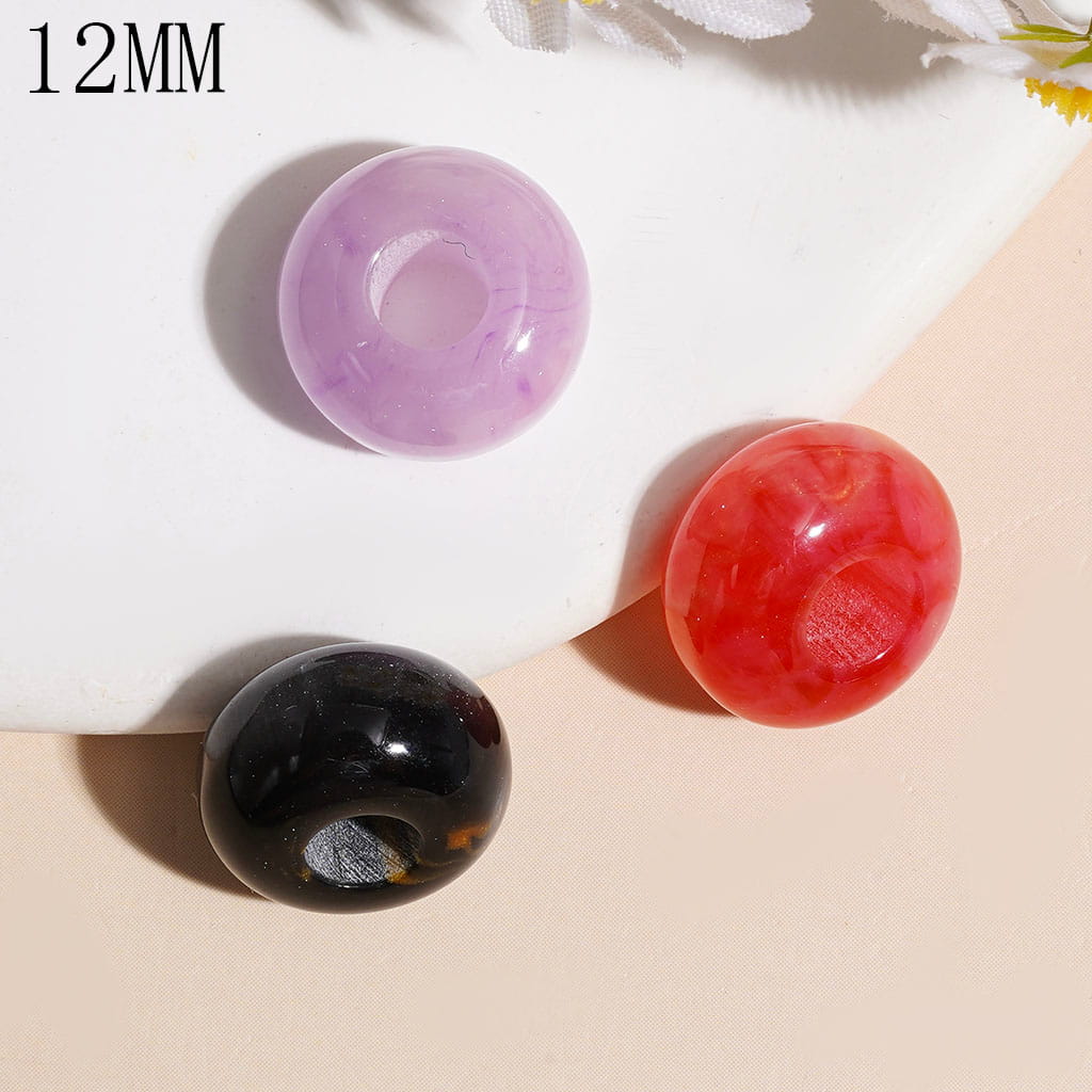 Acrylic Wheel Beads with Gold Glitter and Texture, Big Hole Beads, 12MM Random Mix Multi-Color (The Hole Diameter is Around 4.5MM)