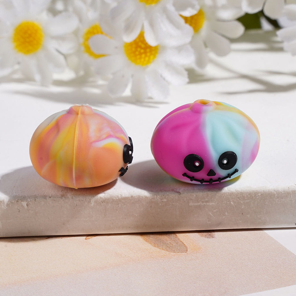 3D Halloween Dumpling with Gradient Colors Silicone Focal Beads, 14*19MM Multi-Color