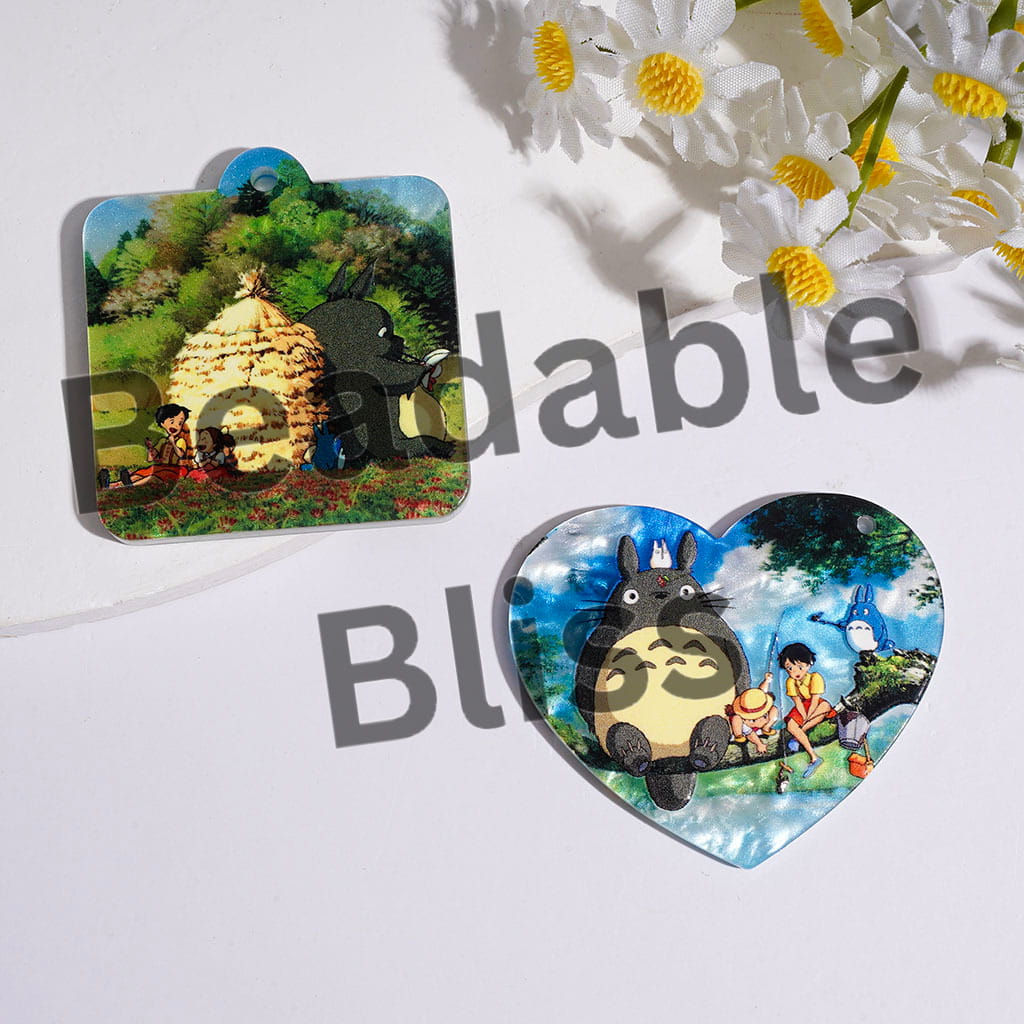 Acrylic Pendants Japanese Anime Chinchilla Animal Character Series, Green Countryside Style, Random Mix