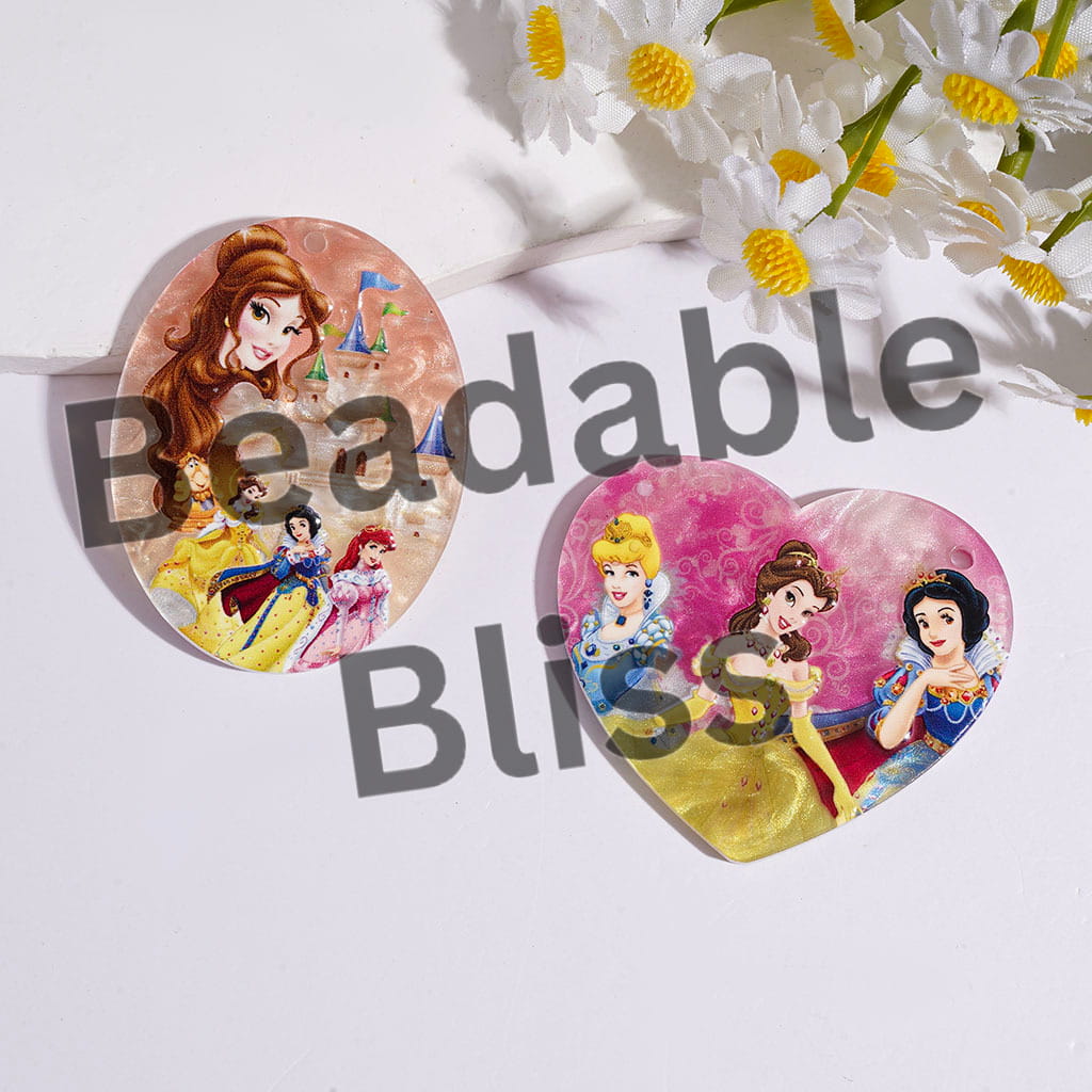 Classic Beautiful Princess Characters Acrylic for Handbag Keychain Charms Pendants, Random Mix
