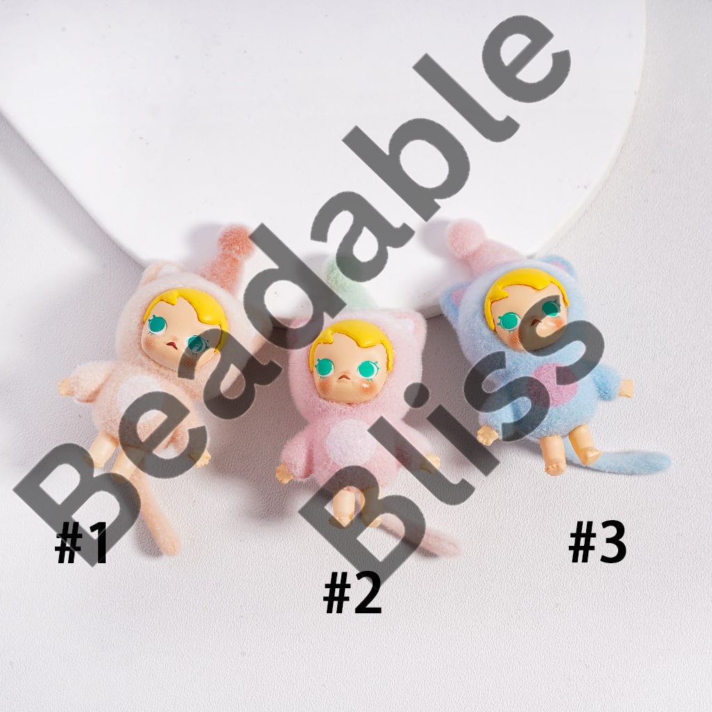Cute Flocked Fluffy Characters Series Acrylic Figures Jewelry Accessories (No Hole)