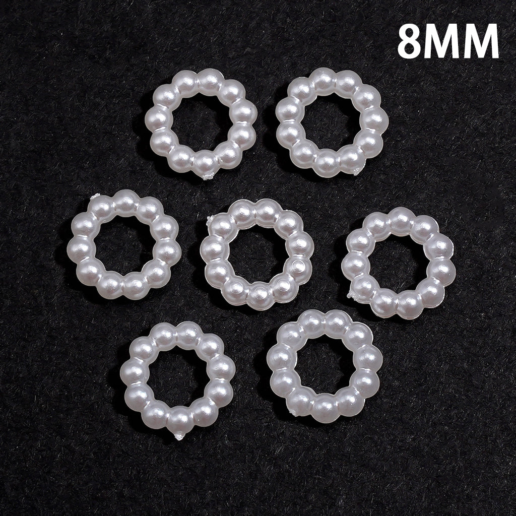 Linked Faux Round White Pearl Spacer Beads, 8MM