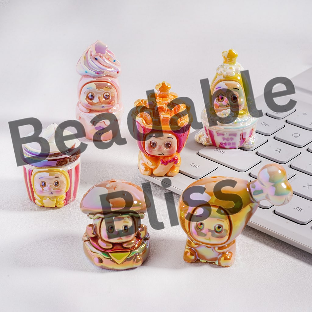 Acrylic Beads UV Coating Fast Food Shaped Baby Star Character Series, Random Mix