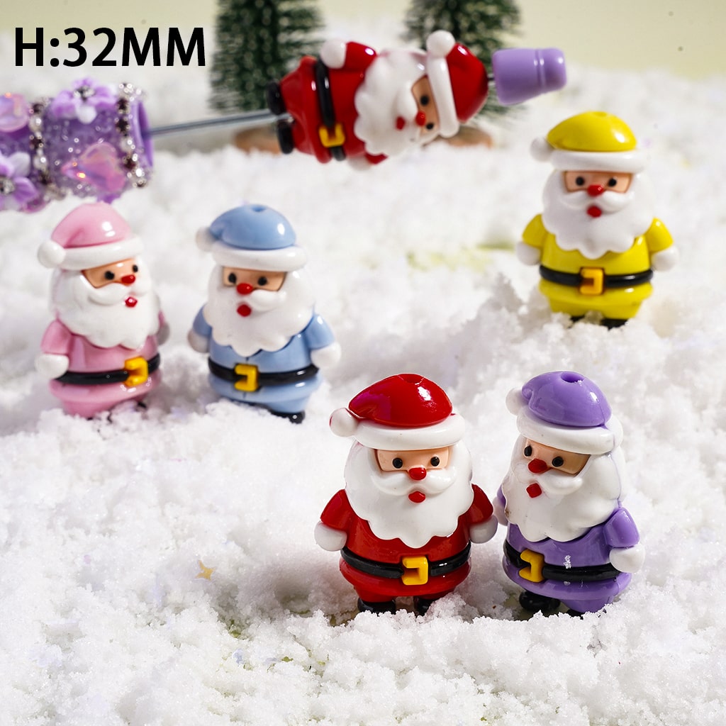 Soft PVC Rubber Beads Santa Claus Christmas, Multi-Color, Random Mix, Height 32MM