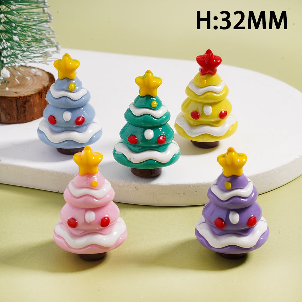 Soft PVC Rubber Beads Christmas Tree Style, Multi-Color, Random Mix, H