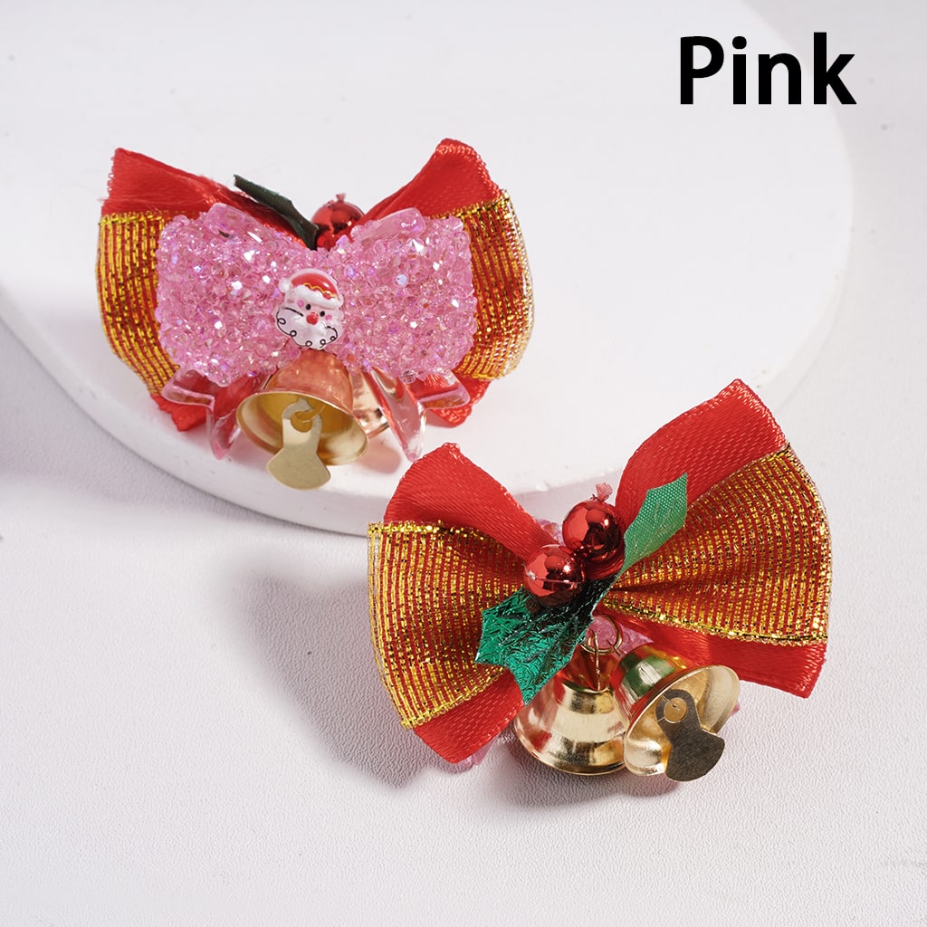 Sugar Acrylic Beads w Santa Claus & Christmas Tree Bowties Bells Shiny Cone Shape Rhinestones Fabric Bowtie, Multi-Color, Random Mix