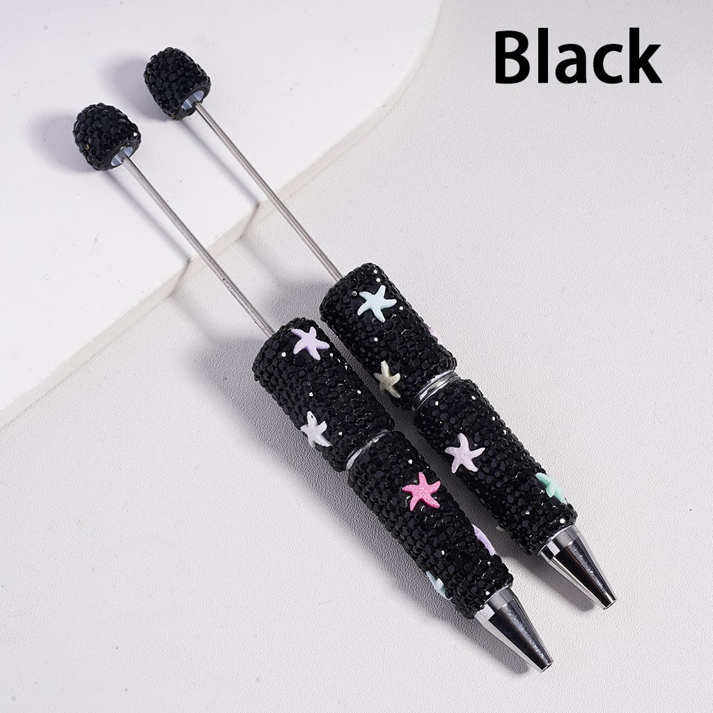 Beadable Clay Pen with Various Colors Starfish Black & AB Rhinestones, Random Mix