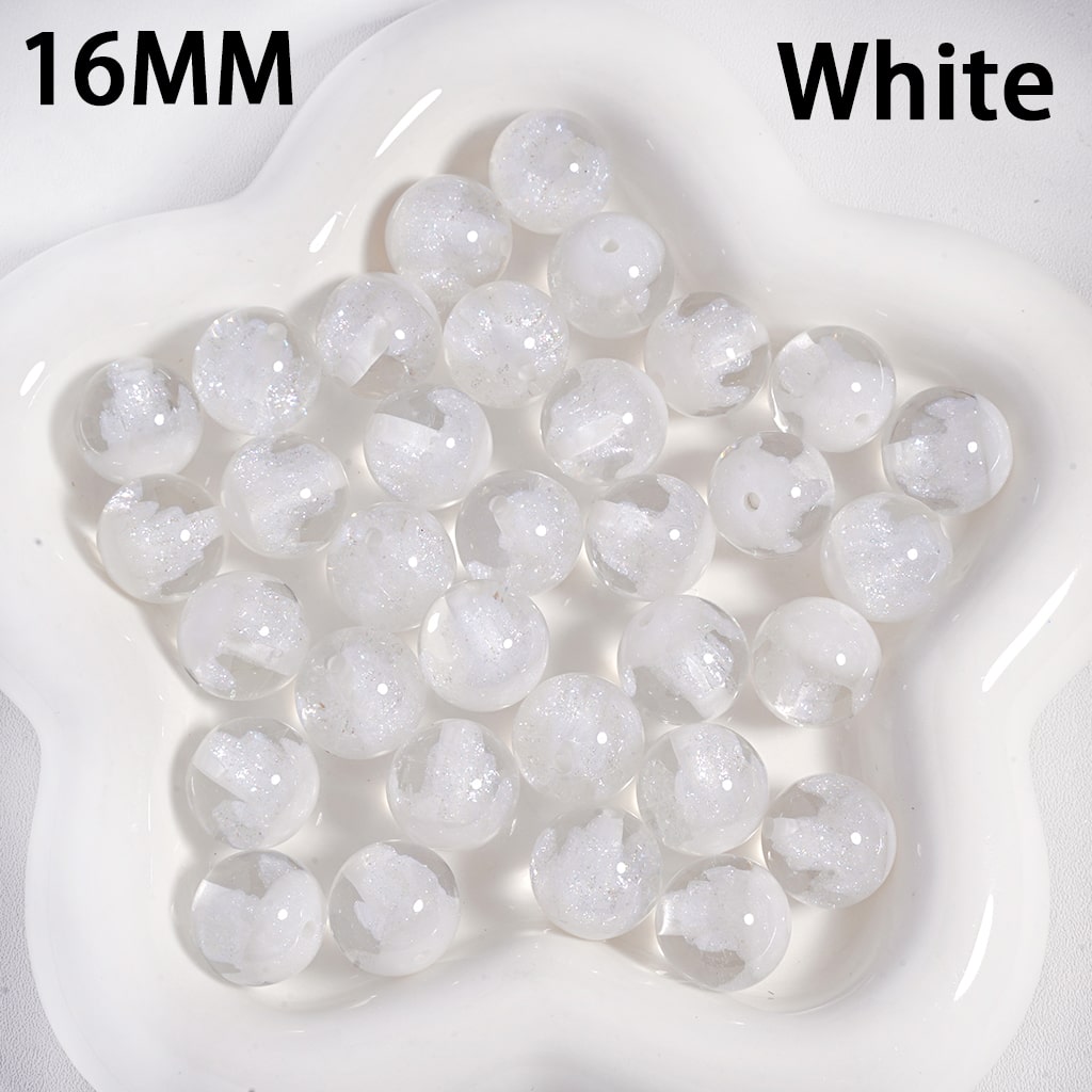 Acrylic Beads, Color Changing, Luminous Glitters & Iceberg Inside, Semi-Clear Color, 16MM