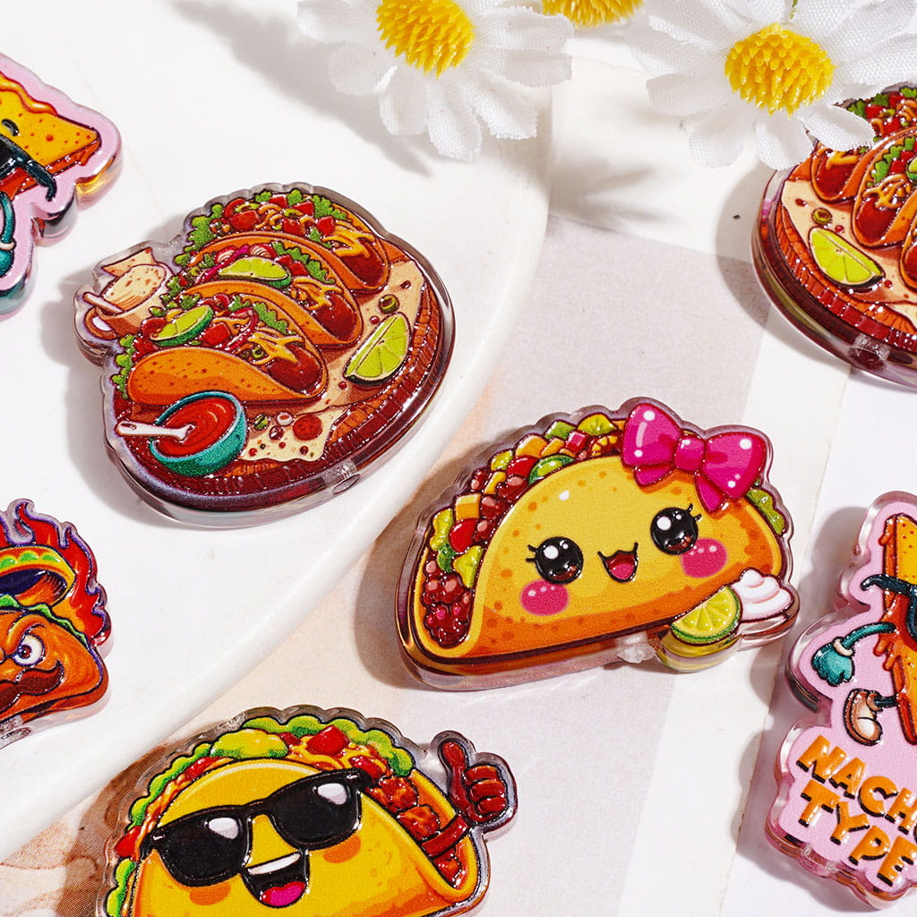 Acrylic Beads Cute Mexico Snacks Fast Food Series, Semi-Clear, Random Mix