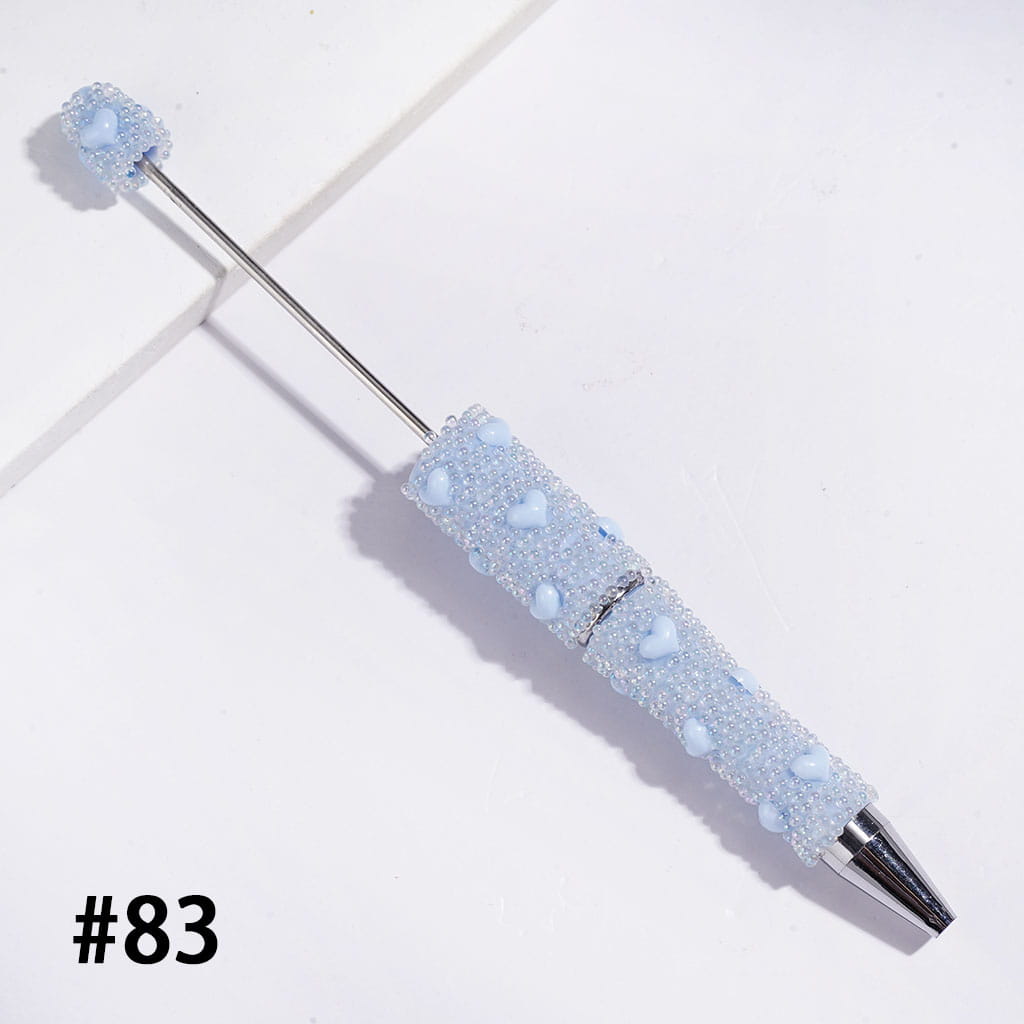 Beadable Pens with Mini Iridescent Bubble Balls and Heart Covered Entire the Pens, Multi-Color