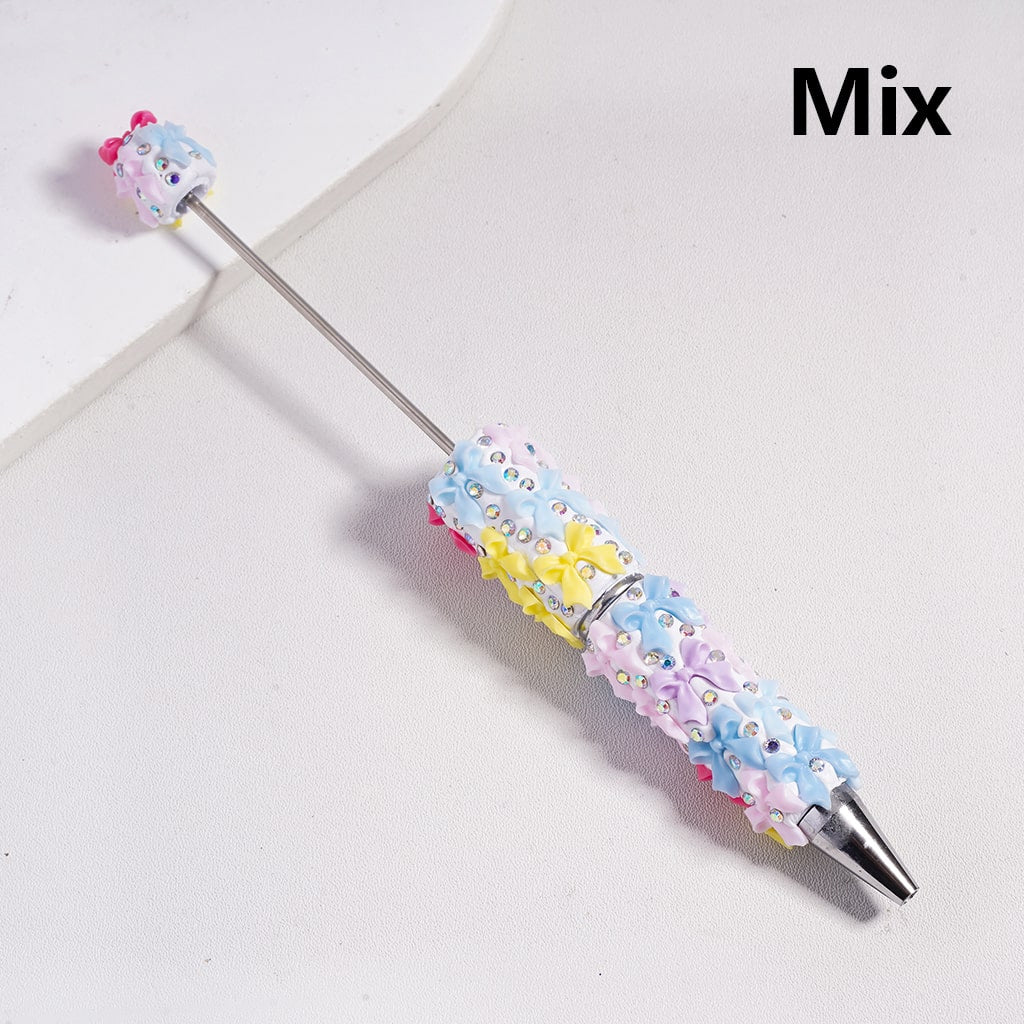 Beadable Clay Pen with Small Bowtie Series and AB Rhinestones