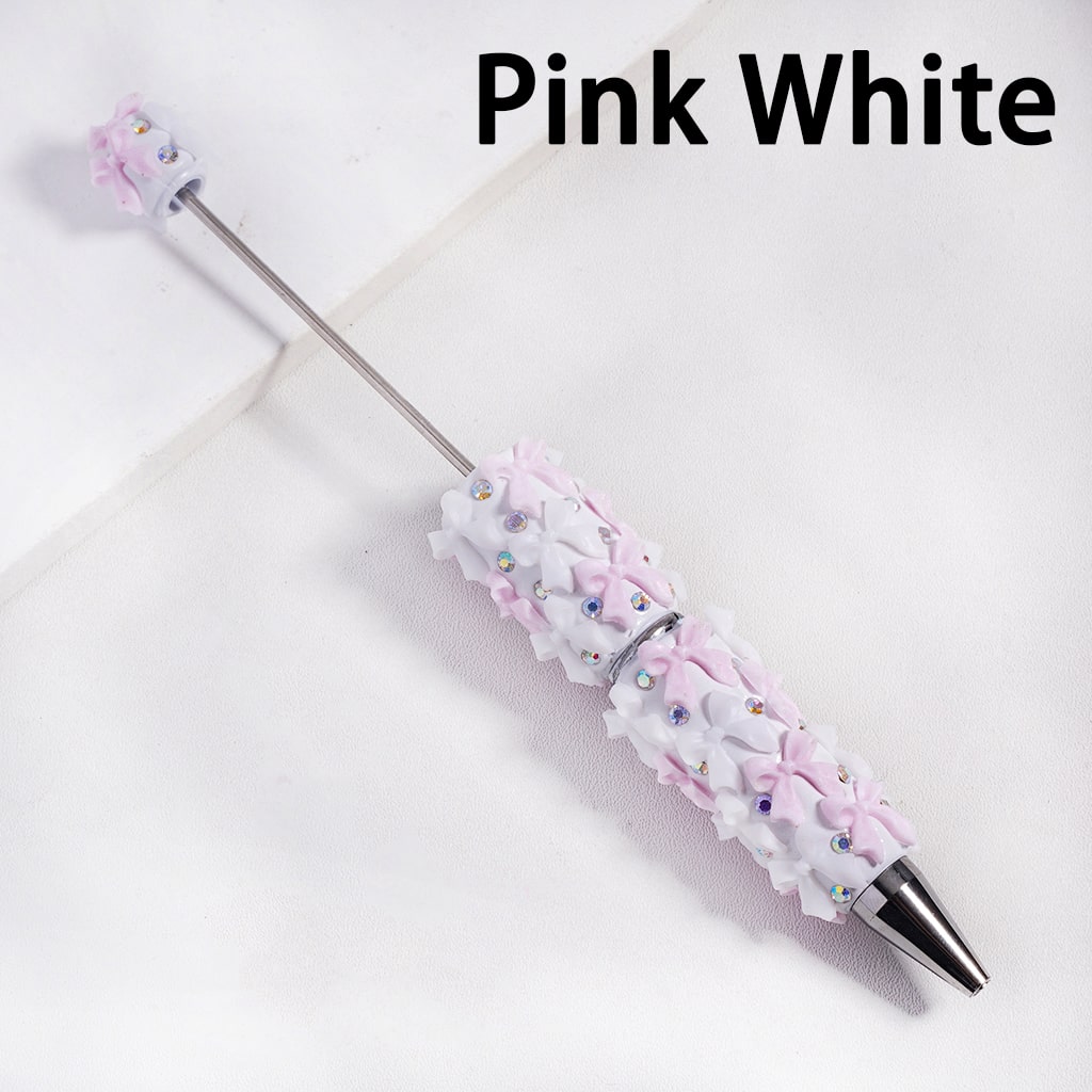 Beadable Clay Pen with Double Colors Bowtie and AB Rhinestones