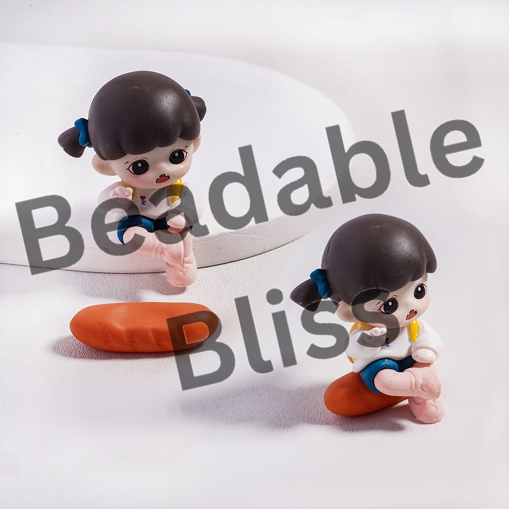 DIY Acrylic Figures Baby Girls Character Jewelry Accessories, Sit on Carrot-Shaped Stool with Her Legs Crossed, (No Hole)