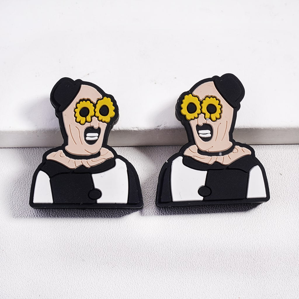 黄色いひまわりのメガネのクロウのアート、シリコン製フォーカルビーズ