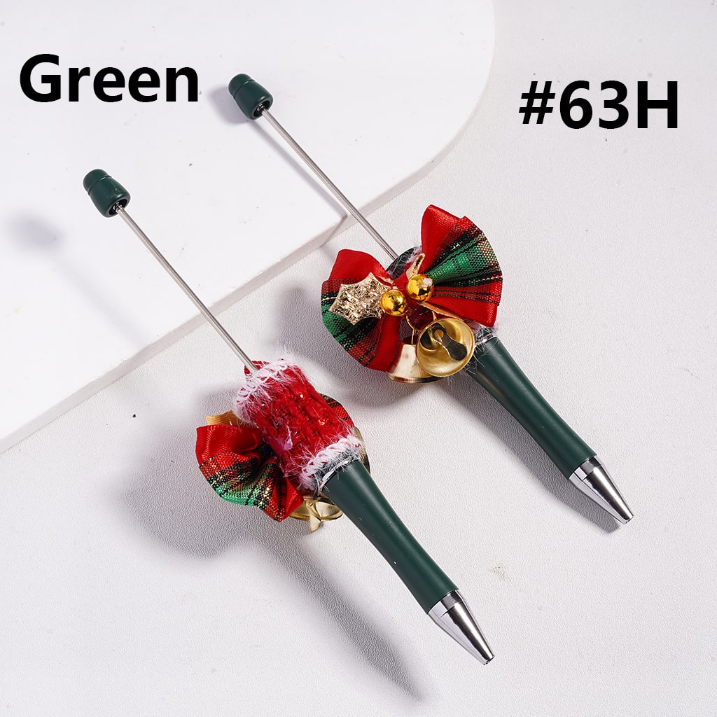 Beadable Christmas Theme Pen with Bowtie Bell Leaf in Solid Color