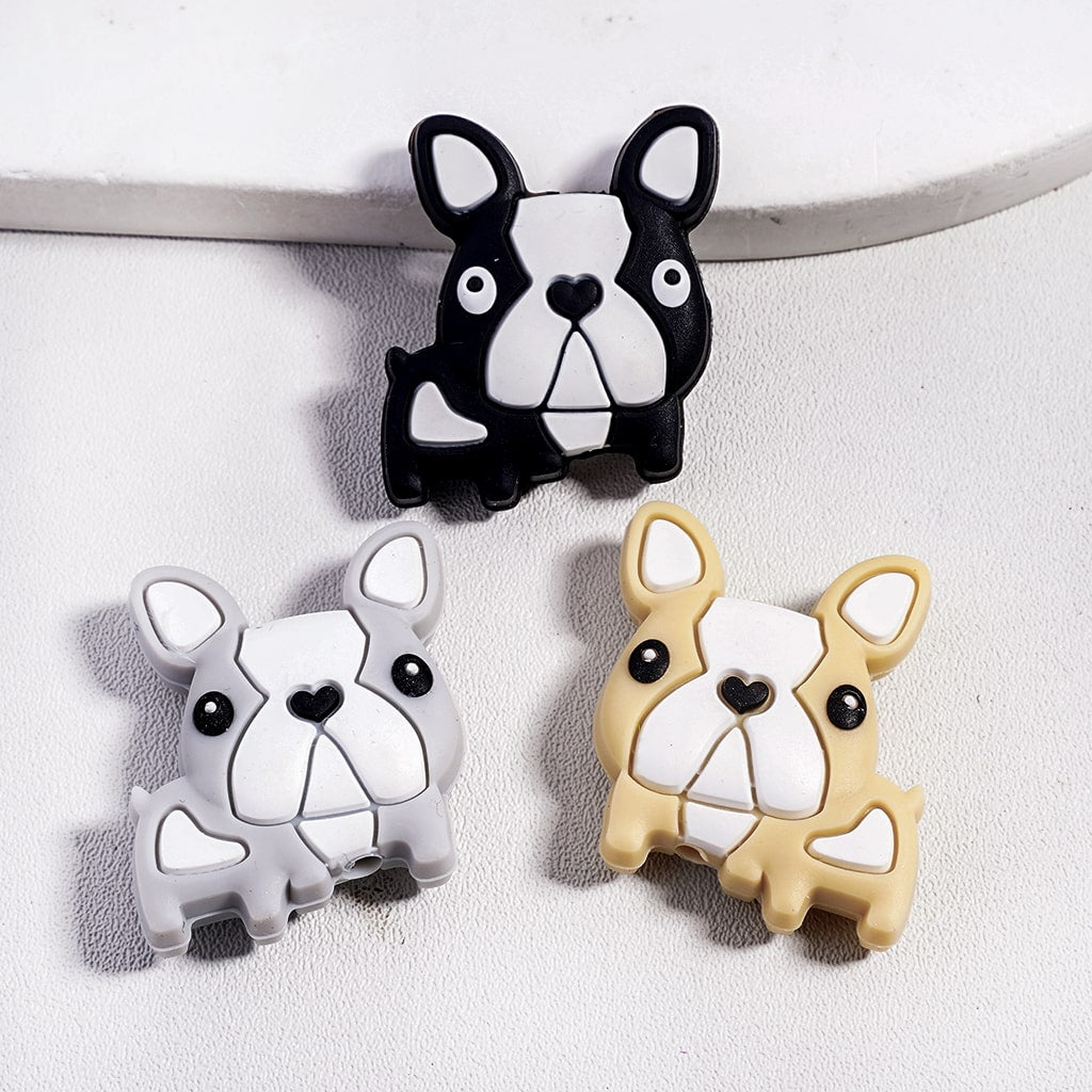Bulldog, Cute Dog, Pet Animal Puppy Silicone Focal Bead