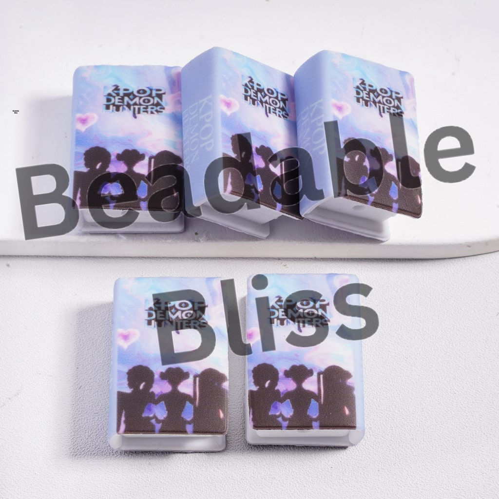 Silicone Focal Beads 3D Mini Book Beautiful Girls Group in Blue-Purple Style