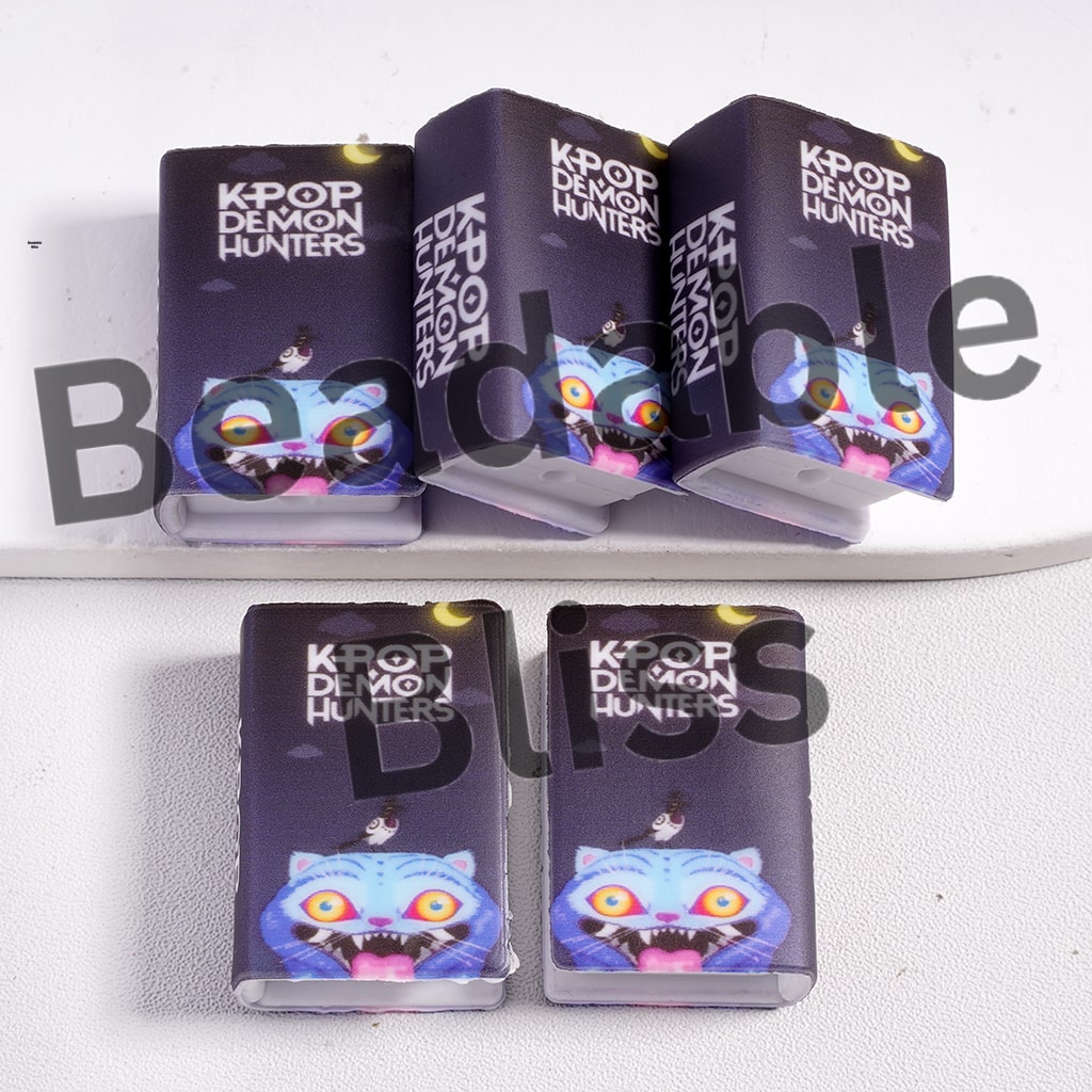 Silicone Focal Beads 3D Mini Book with Cat and Bird Under the Cloud and Moon Girls Group Style