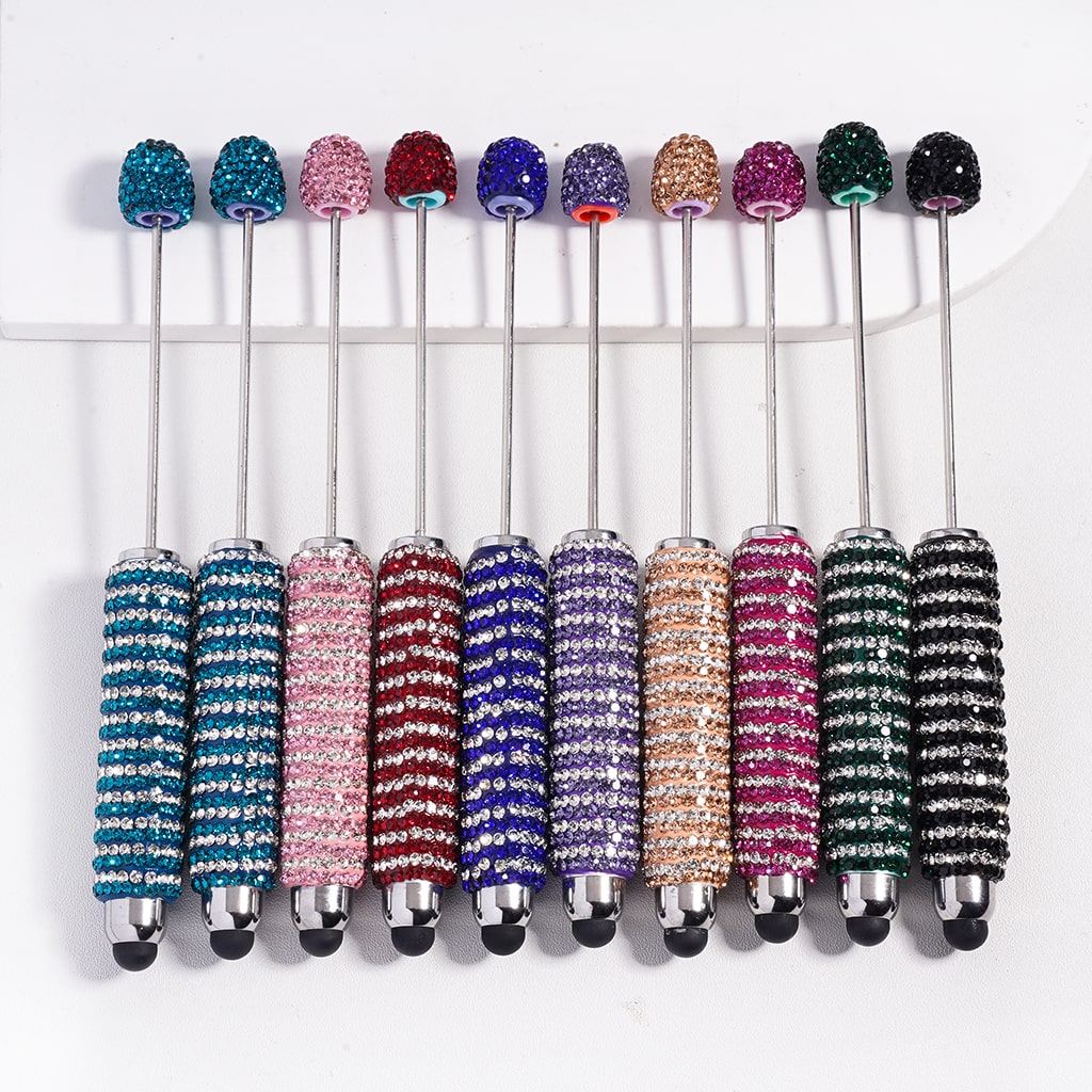 Beadable Bling Bling Double-Color Shiny Rhinestones Clay Stylus Pens