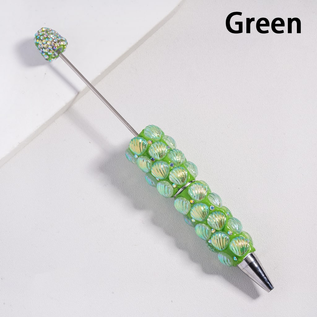 Beadable Clay Pen Sea Shells with UV Coating, Clear & AB Rhinestones, Multi-Color