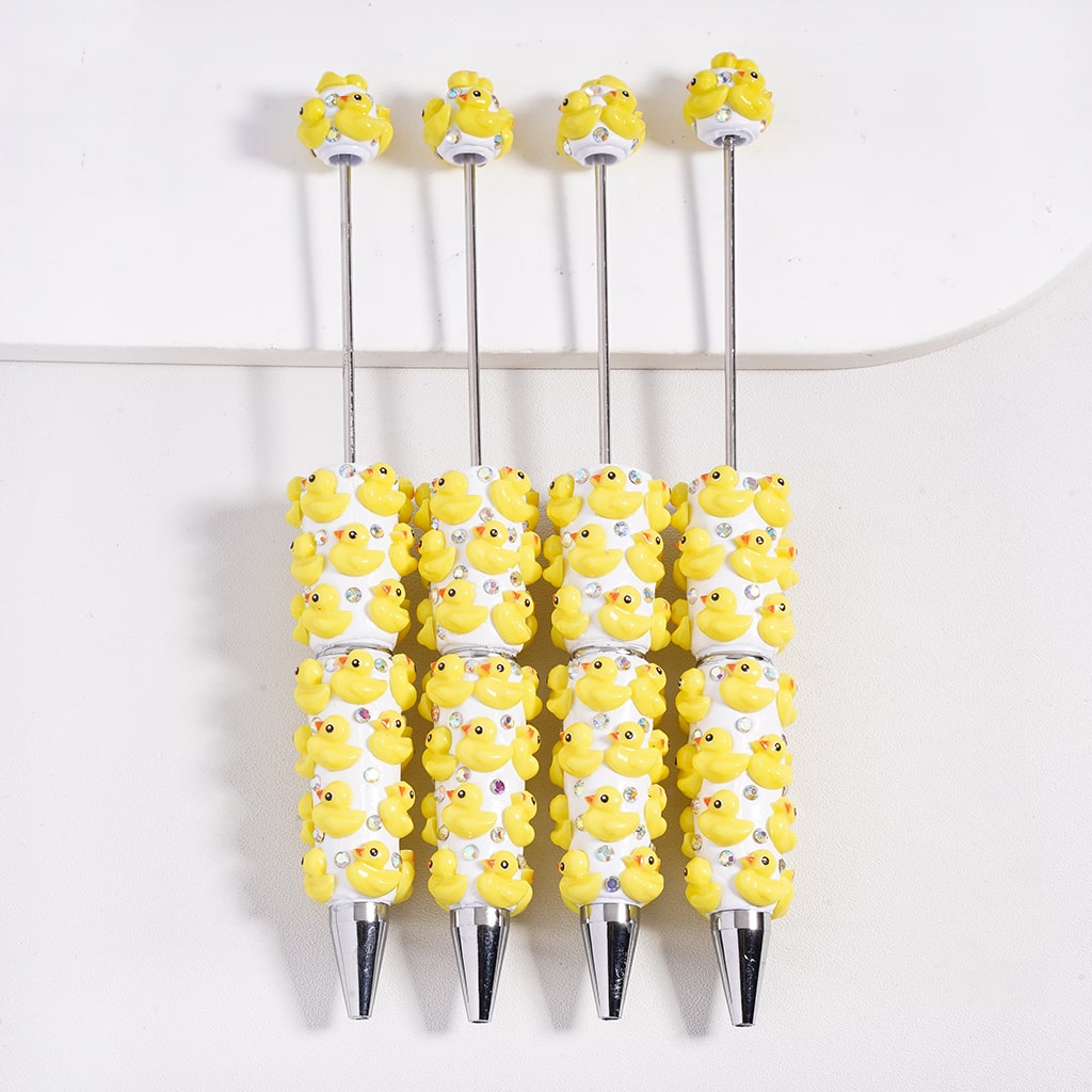 Beadable Clay Pens with Lovely Yellow Duck and AB Rhinestones