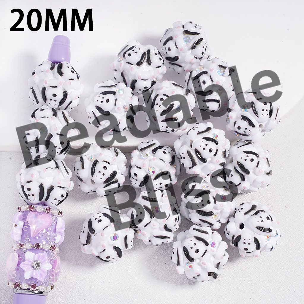 Clay Beads with Beagle Dog Sitting Gesture and AB Rhinestones, 20MM