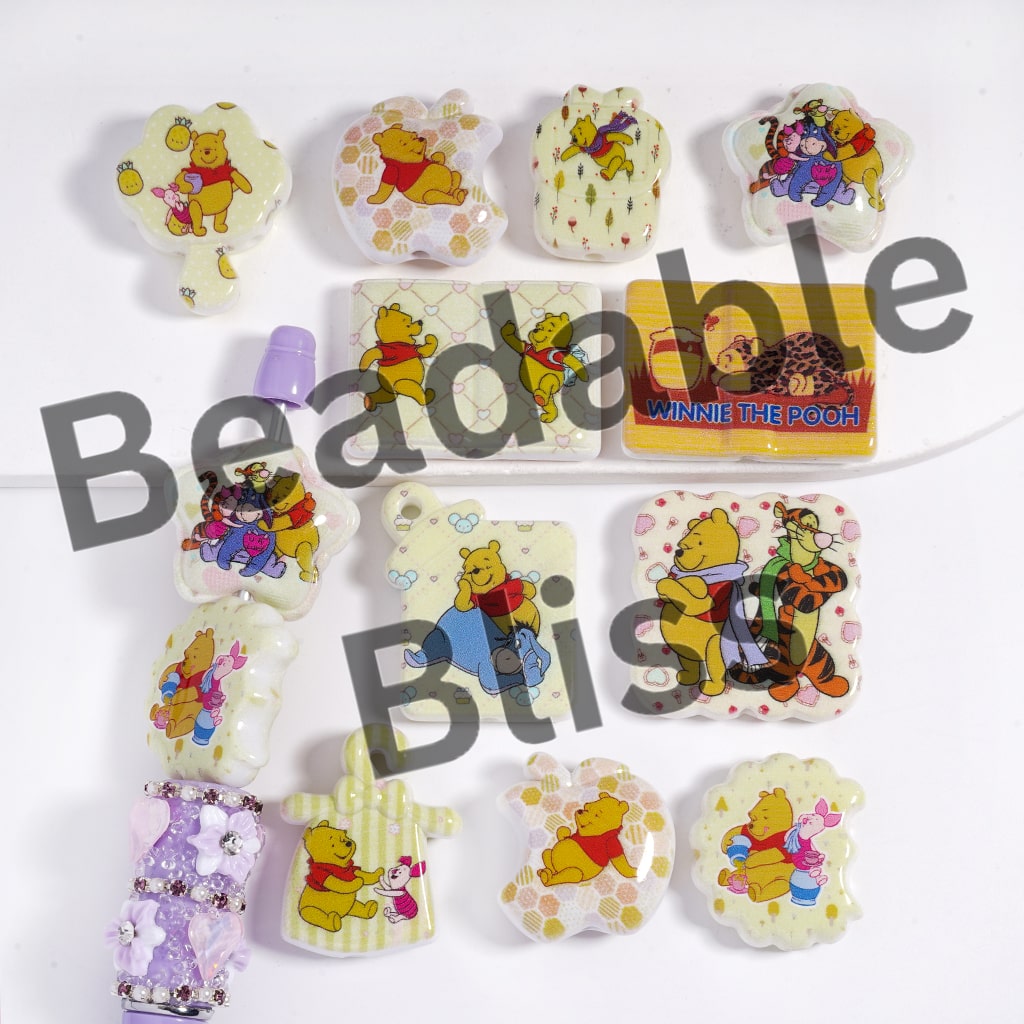 Acrylic Beads Pendant Cute Animal Characters Series, Various Designs and Shapes, Random Mix