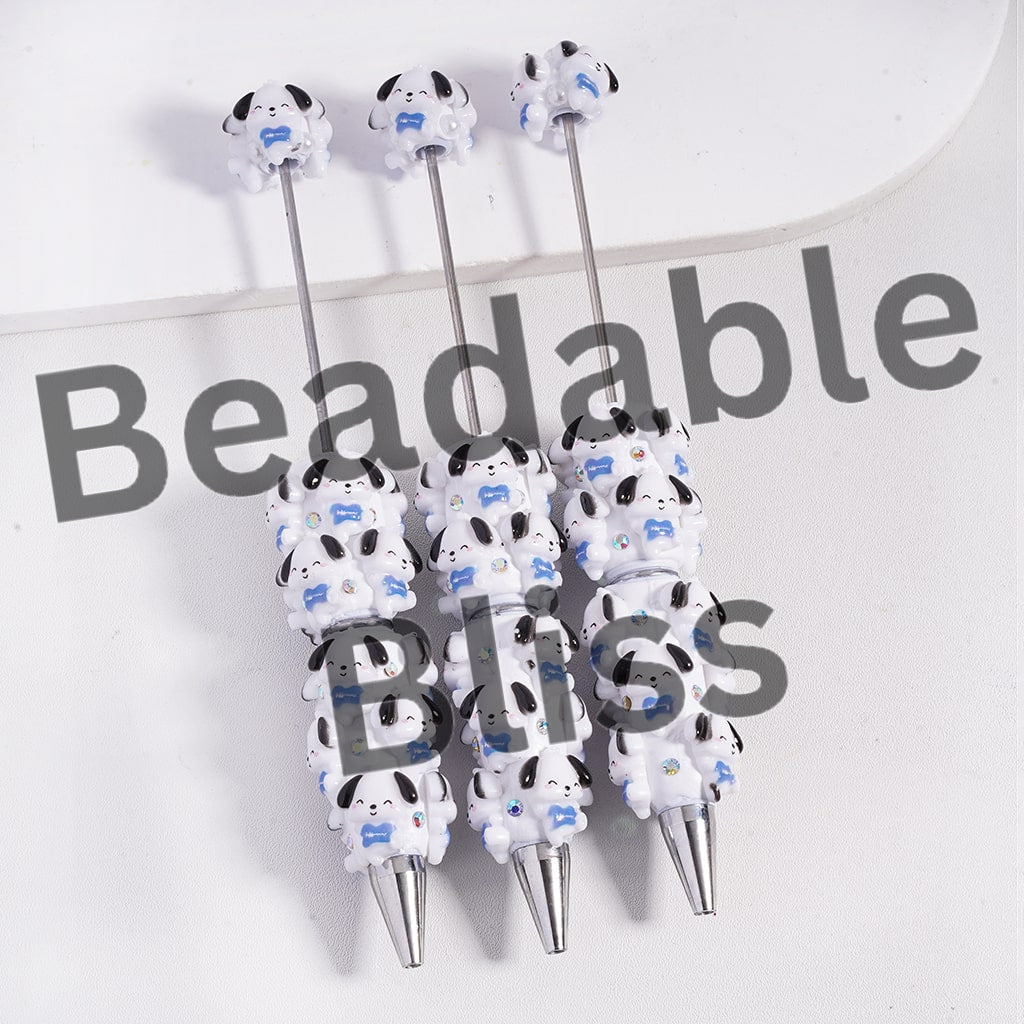 Beadable Clay Pens with Adorable Character and AB Rhinestones