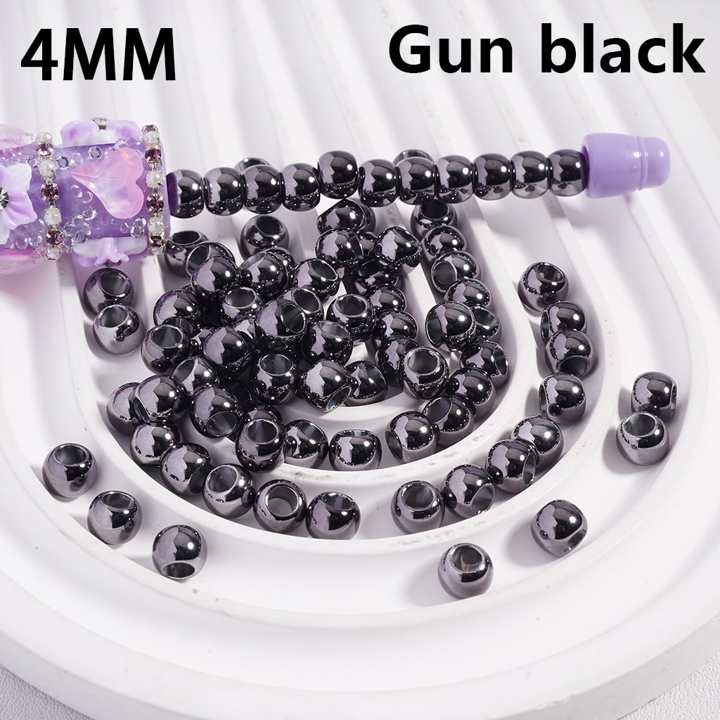 Acrylic Beads in Metallic Color, Large Hole, Multi-Color, 4MM