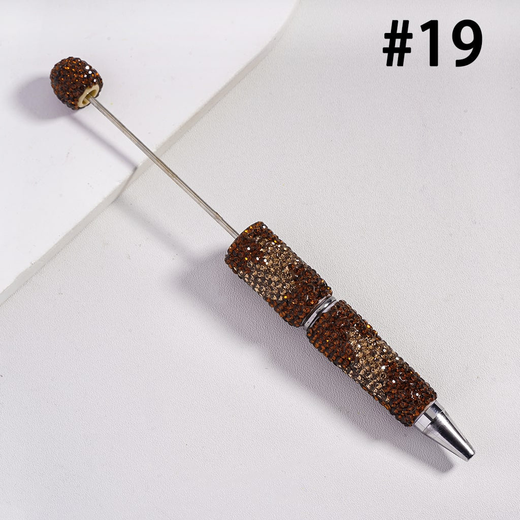 Beadable Pens with Wavy Pattern, Double Color Rhinestones, Multi-Color