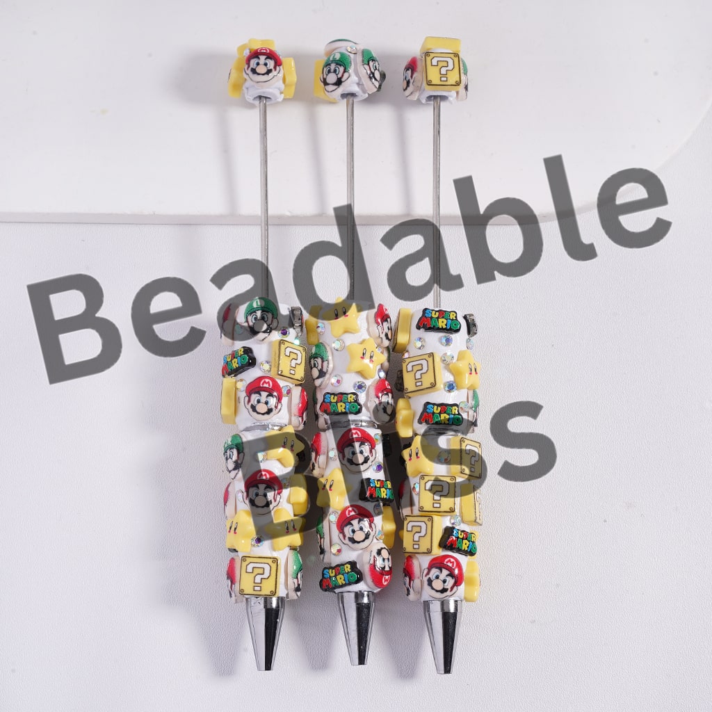 Beadable Clay Pens with Plumber Character Series and AB Rhinestones