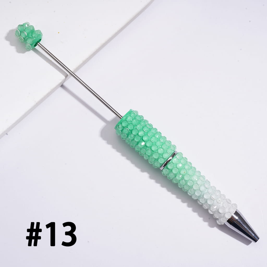Beadable Pens w Luminous Ombre Colors, Dazzling Iridescent Rhinestones Covering, Multi-Color