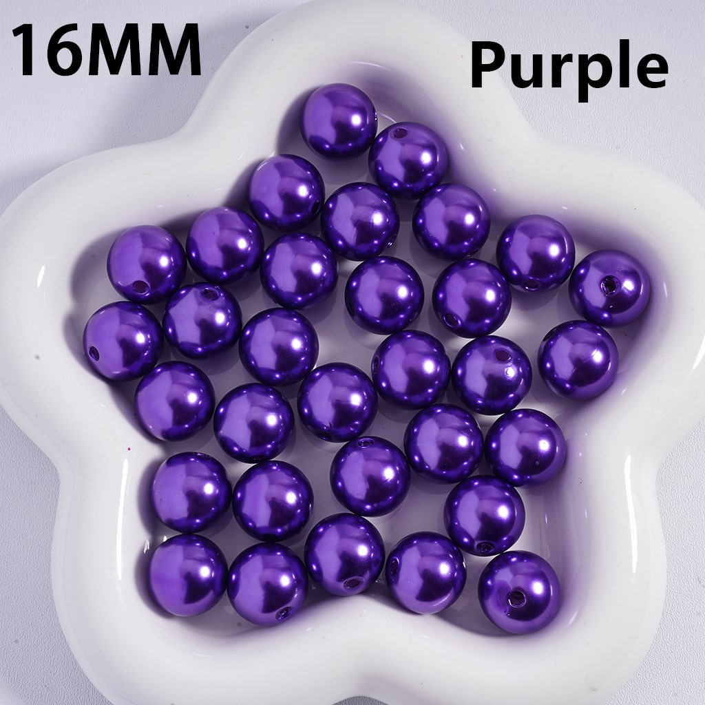 Purple beads on a white dish with '16MM' and 'Purple' text.