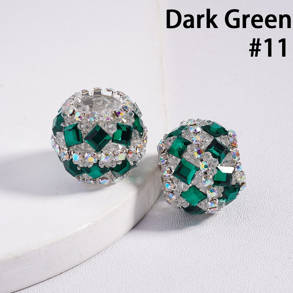 Acrylic Sugar Beads with Square Rhinestones and AB Rhinestone Chains, 20MM, Multi-Color