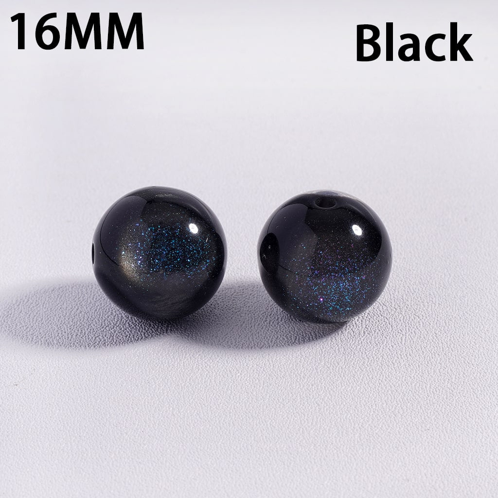Acrylic Beads for Bracelets Color Changing Cat Eye Style Round, with Glitter, 16MM, Multi-Color