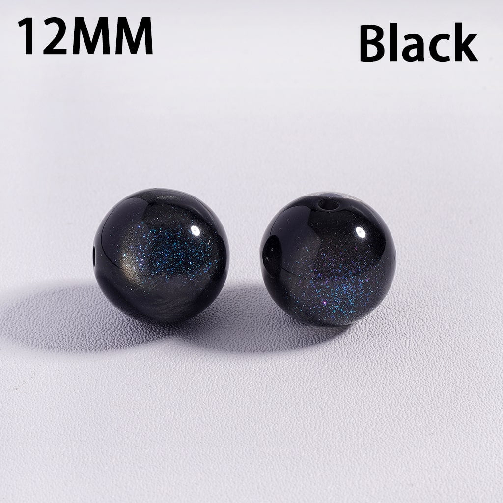 Acrylic Beads for Bracelets Color Changing Cat Eye Style Round, Glitter, 12MM, Multi-Color