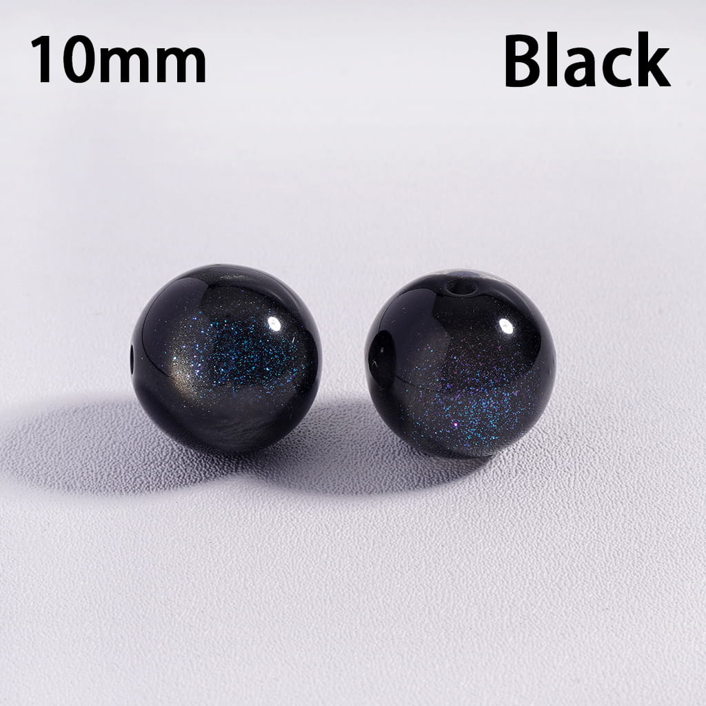 Acrylic Beads for Bracelets Color Changing Cat Eye Style Round with Glitter, 10MM