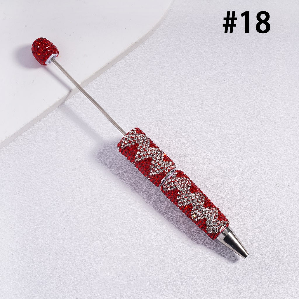 Beadable Clay Pens with Double Color Shiny Wavy Stripes Rhinestones, Multi-Color