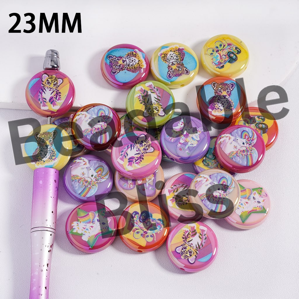 Colorful buttons with animal designs on a white background
